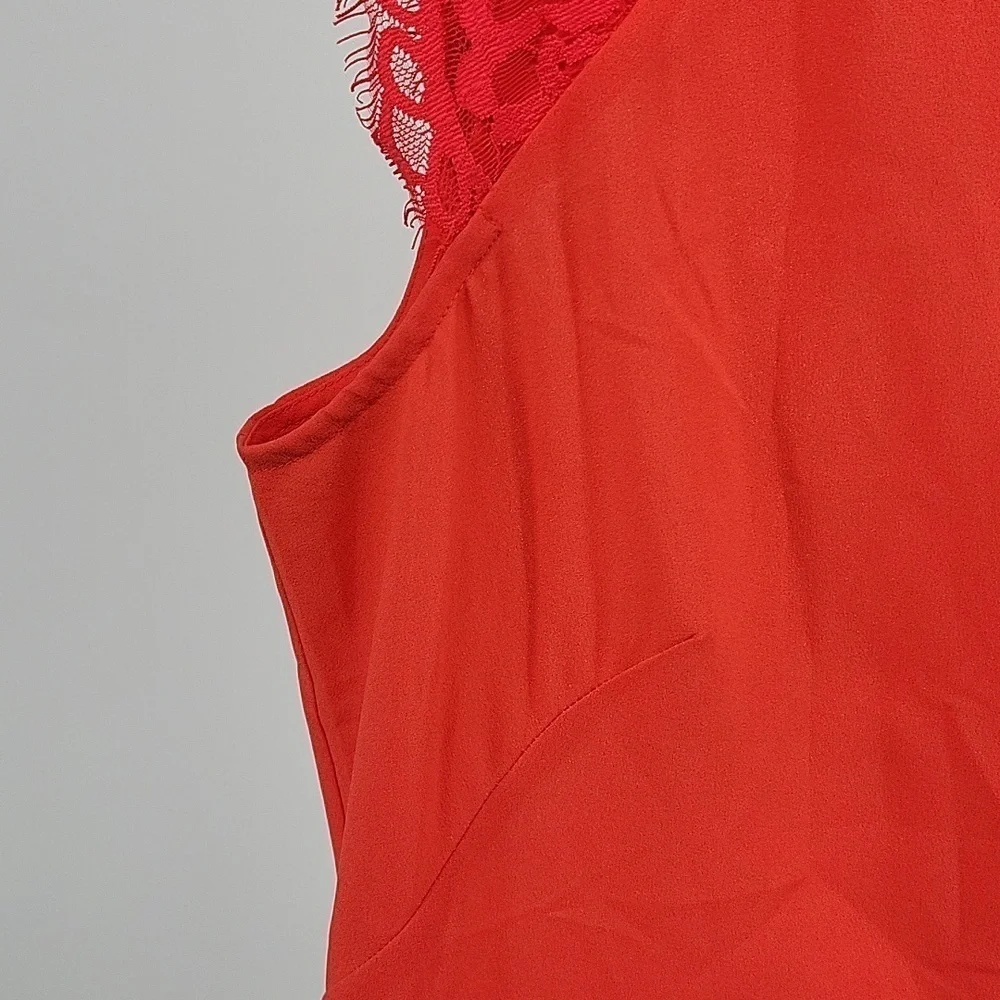 J CREW Red‎ Lace Cap Sleeve Top Shell Blouse Size 6